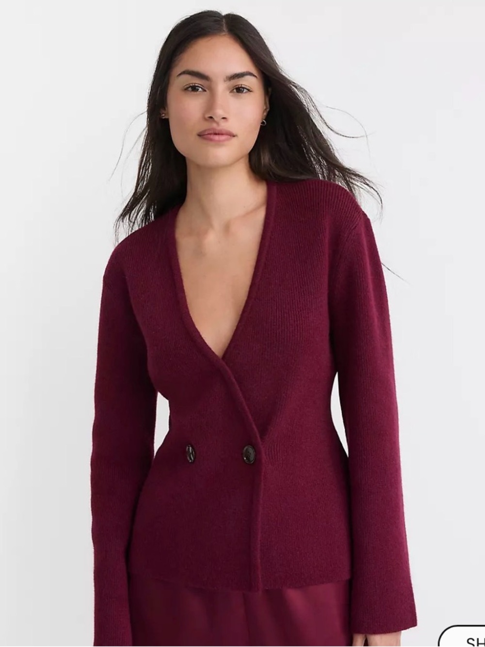 LOFT Ribbed Double Button Sweater - Picture 5 of 6